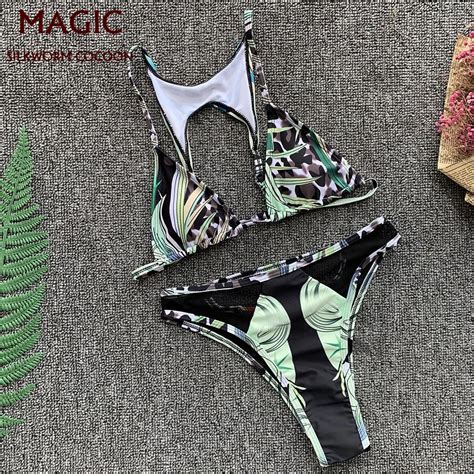 Conjunto De Bikini con costuras De malla verde para mujer bañador