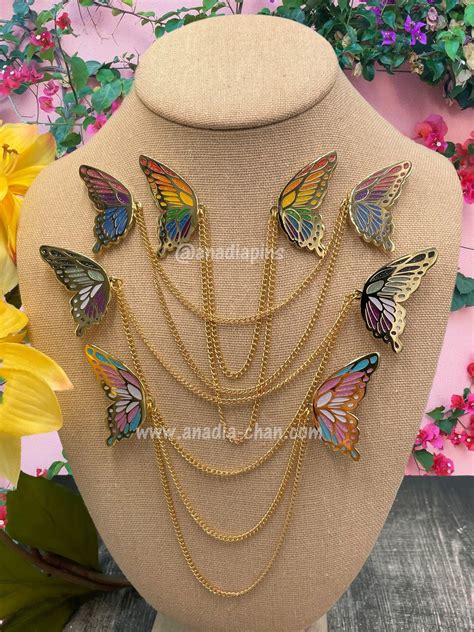 Pride Butterfly Wings Collar Pins Gold Plate Hard Enamel Pins Etsy