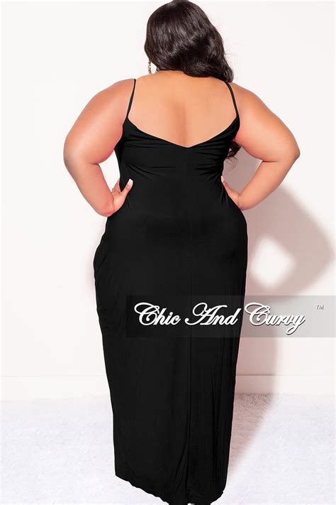 Final Sale Plus Size Spaghetti Strap Maxi Dress In Black Chic And Curvy