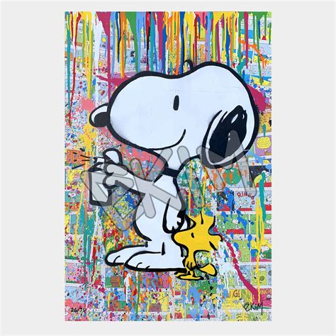 Snoopy Street Art Graffiti With Woodstock Limited Edition Print Canvas