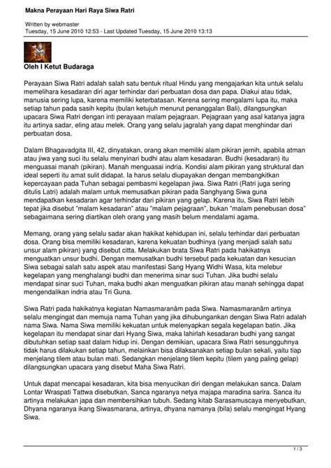 PDF Makna Perayaan Hari Raya Siwaratri DOKUMEN TIPS