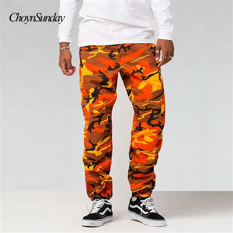 Color Camo Cargo Pants 2019 Mens Fashion Baggy Tactical Trouser Hip Hop