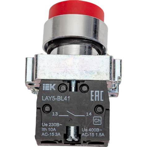Кнопка управления IEK, LAY5-BL41, без подсветки, 1з, ИЭК, красная BBT70 ...