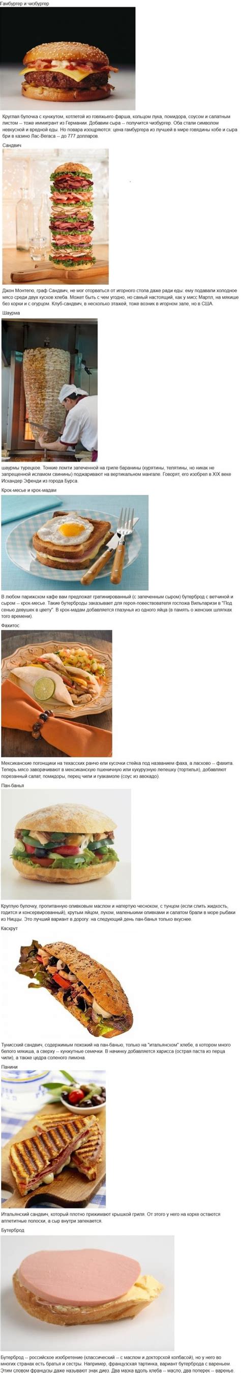 Самые известные бутерброды планеты