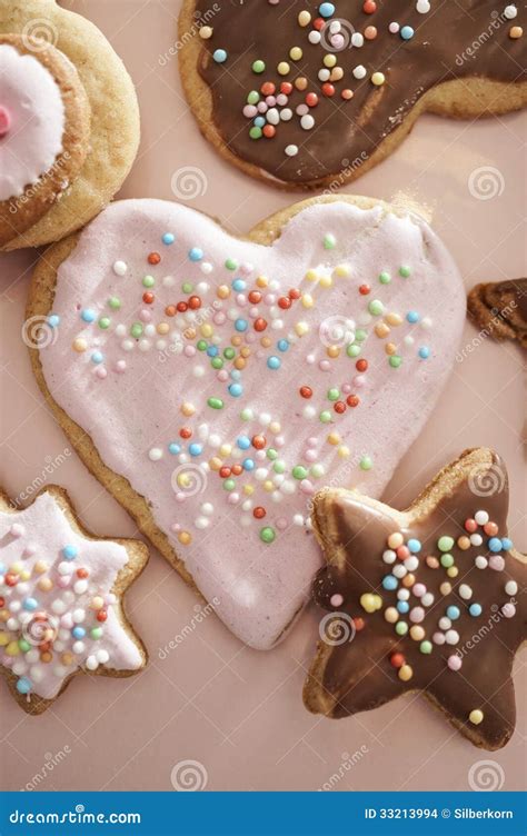 Christmas Cookies in Different Shapes Stock Photo - Image of heart ...