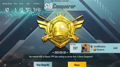 Finally Reached CONQUEROR CONQUEROR X KGF Solo TPP Asia Conqueror