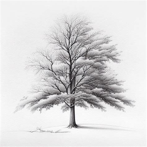 Winter Tree Pencil Sketch - Etsy