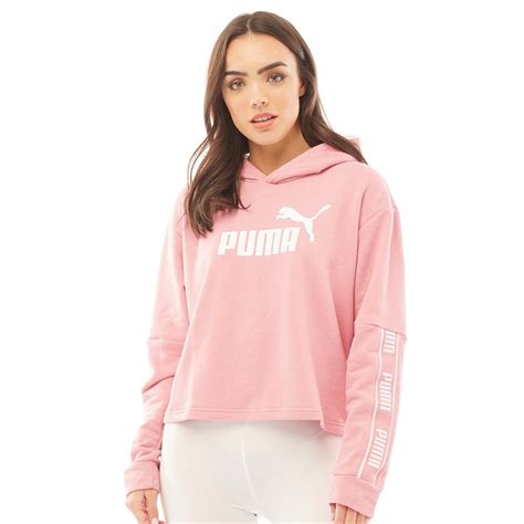 Buy Puma Womens Amplified Taped Cropped Hoodie Bridal Rose