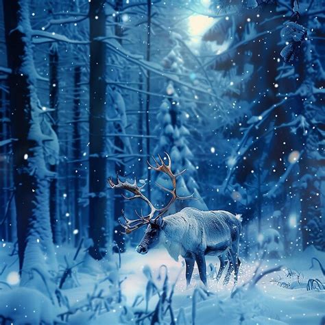 Fabulous Reindeer in a Winter Wonderland | Premium AI-generated image