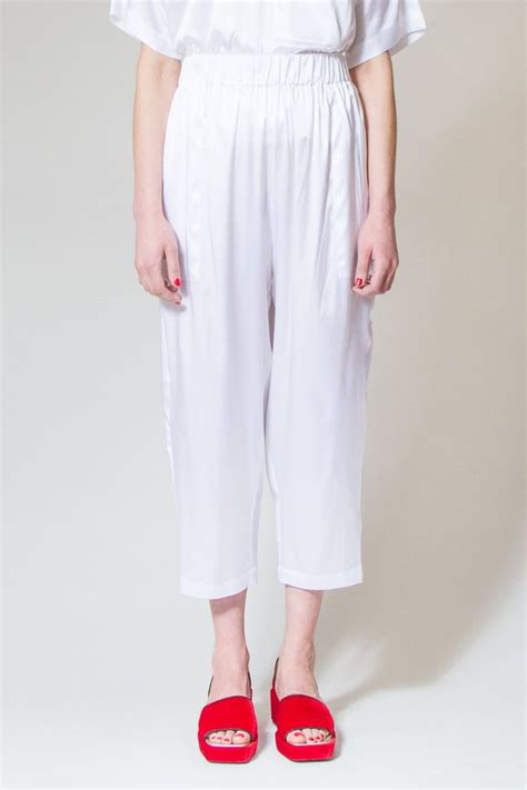 Elastic Waist Silk Pants White Silk Pants Clothes Fashion Line