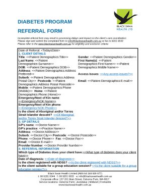 Diabetes Program Referral Black Swan Health Doc Template Pdffiller