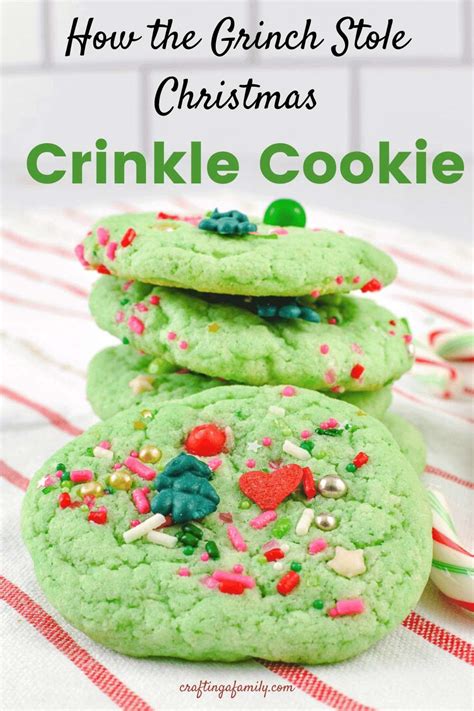 Easy Grinch Crinkle Cookies Decorated with Sprinkles - Crafting a ...