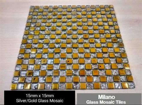 Milano Golden Grey Crystal Glass Mosaic Tiles Thickness 3mm Size