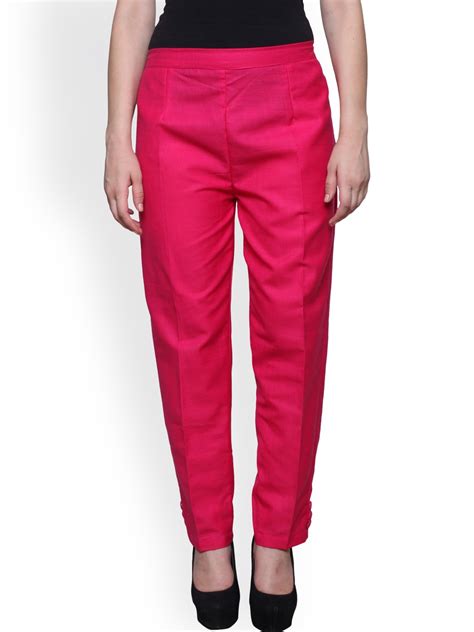 Buy Castle Women Magenta Smart Regular Fit Solid Trousers Trousers