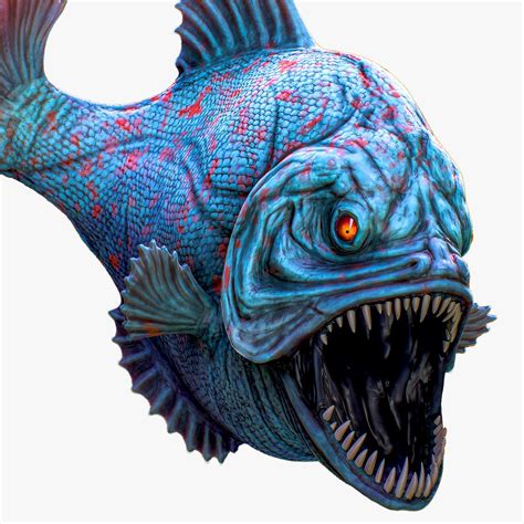 The Piranha Low Poly Fish Ocean Predator Pirana D Model Art By