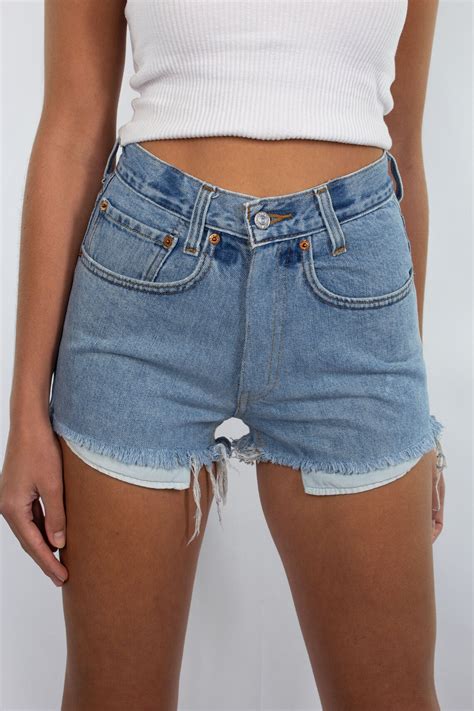 Vintage S Blue Levis High Waist Cut Off Denim Shorts Etsy