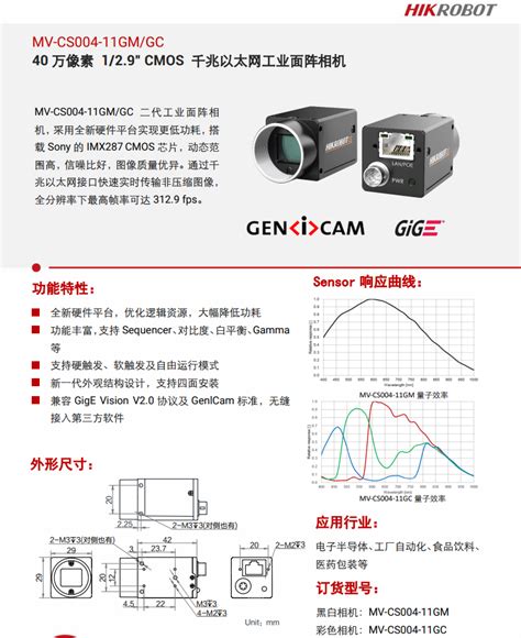 海康威视 Mv Cs004 11gmc 40万像素网口面阵相机 电子半导体、工厂自动化、食品饮料、 医药包装 广州市玮盈科技有限公司