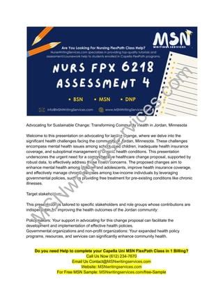 NURS FPX 6218 Assessment 4 Advocating For Lasting Change Pdf