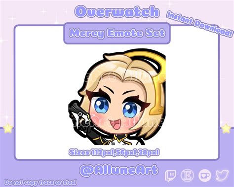 Cute Mercy Gun Emote Chibi Girl Twitch Emotes Pack Discord Gaming