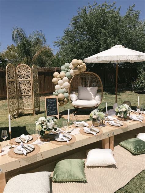 Boho Luxury Picnic Outdoor Baby Shower Backyard Baby Showers