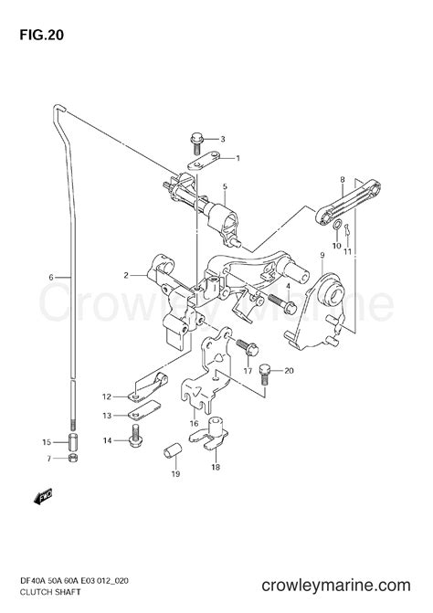 CLUTCH SHAFT Serial Range Four Stroke Outboard 40 DF40A 210001