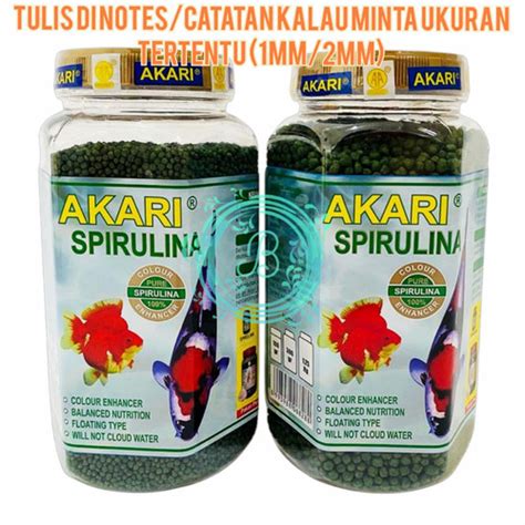 Jual Akari Spirulina 300 Gram Pakan Ikan Koi Koki Toples 300g 300gr