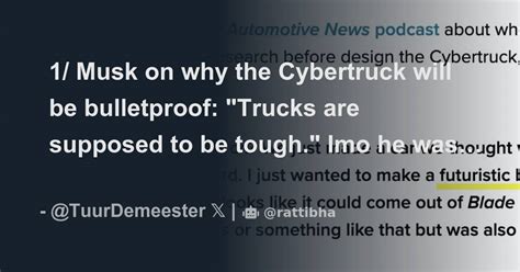 Musk On Why The Cybertruck Will Be Bulletproof Trucks Are Supposed