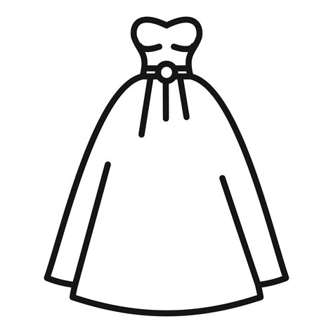 White Wedding Dress Icon Outline Vector Bridal Veil Vector