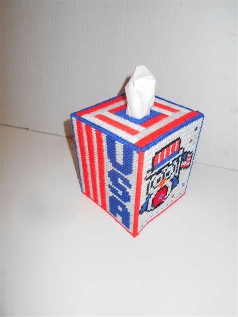 USA Owl Patriotic Tissue Box Cover Plastic Canvas Etsy