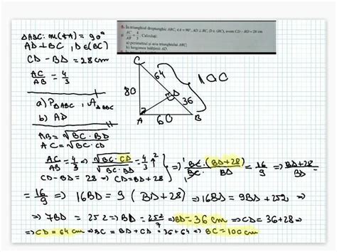5 În triunghiul dreptunghic ABC KA 90 AD LBC D BC avem CD