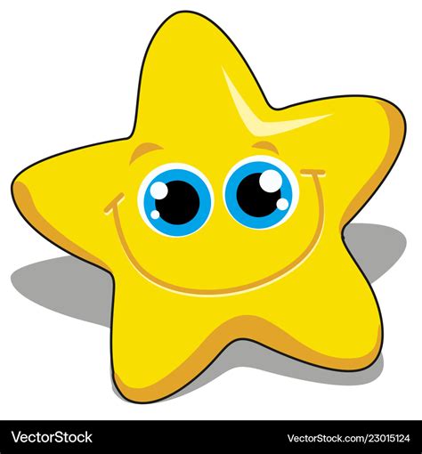 Smile Face Of Cute Yellow Star Isolated On White Vector Image