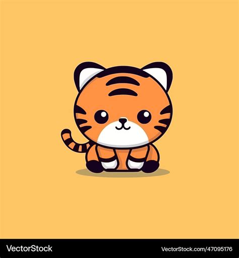 Cute kawaii tiger chibi mascot cartoon style Vector Image