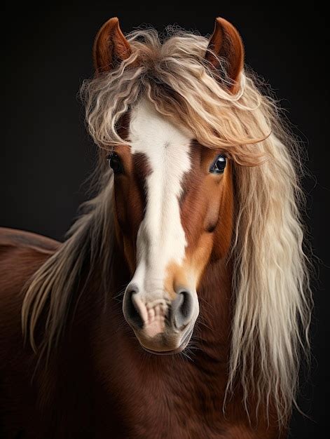 Um Cavalo Marrom E Branco Uma Mancha Branca No Rosto Foto Premium