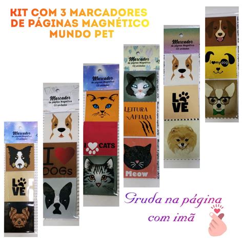 Marcador de página magnético Mundo KIT 03 Elo7