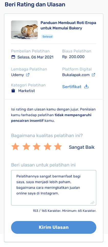 Bagaimana Cara Mengisi Rating Dan Ulasan Di Dashboard Saya Prakerja