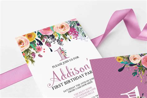 Floral First Birthday Invitation Floral Invitation Floral | Etsy