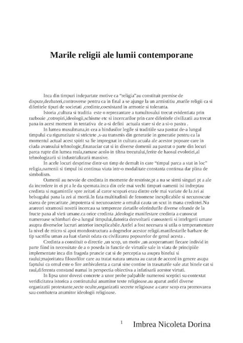 DOC Referat Marile Religii Ale Lumii Contemporane DOKUMEN TIPS