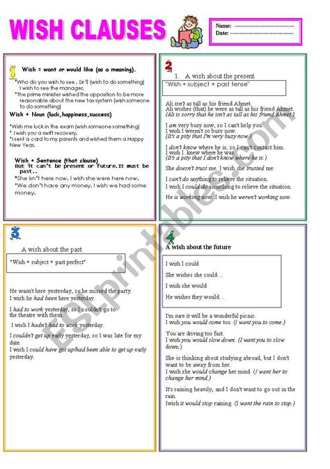 ´ Wish Clauses ´ 2 Pages Esl Worksheet By Source