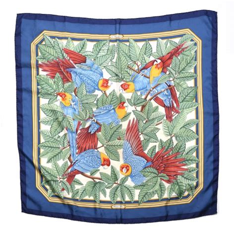 HERMES Silk Les Perroquets Scarf 90 291689 FASHIONPHILE