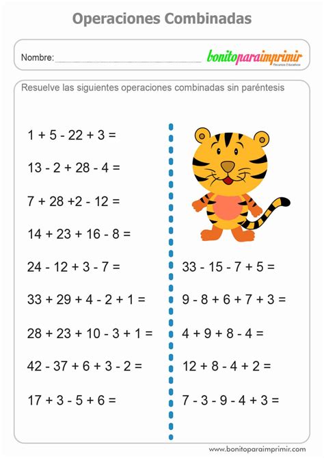 Operaciones Combinadas Bonito Para Imprimir