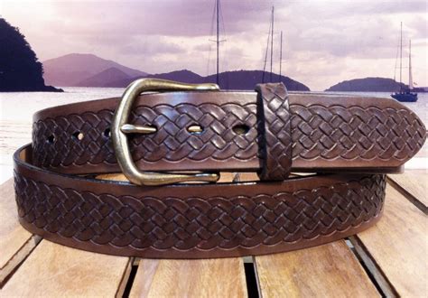 Embossed Braided Leather Belt - Cellar Leather