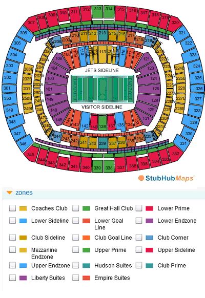 new york jets metlife stadium seating chart