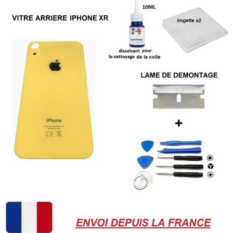 Vitre arrière IPHONE XR 6 1 JAUNE qualité origine en verre coque cache