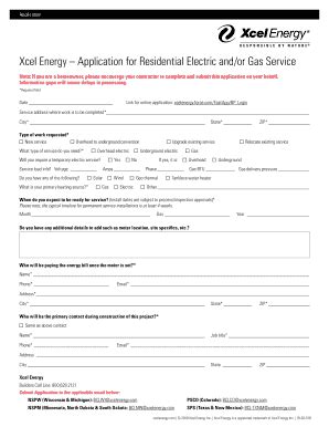 Fillable Online Xcel Energy Application For Residential Electric And Or