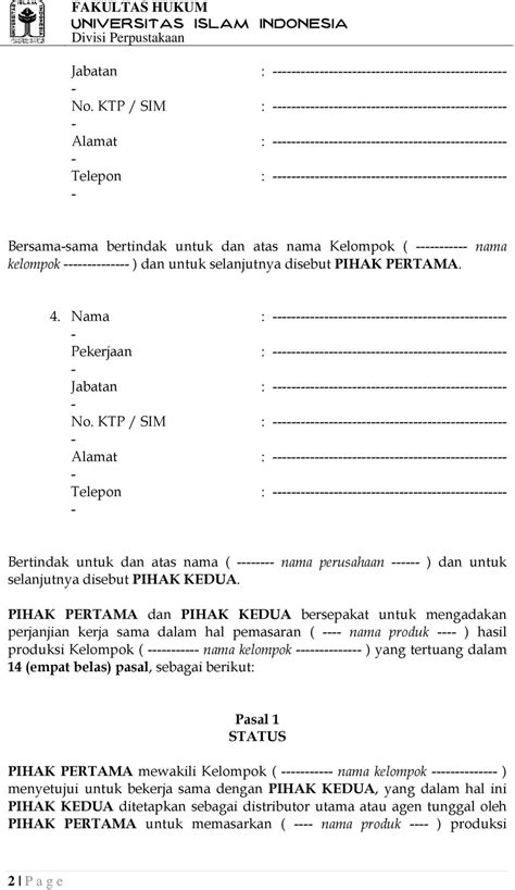 Detail Contoh Surat Perjanjian Kerjasama Partnership Koleksi Nomer 31