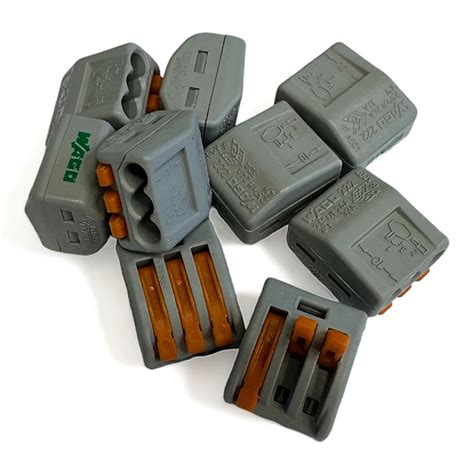 5x 3 Way WAGO 222-413 Series Reusable Electrical Wire Cable Connectors Compact | DIY at B&Q