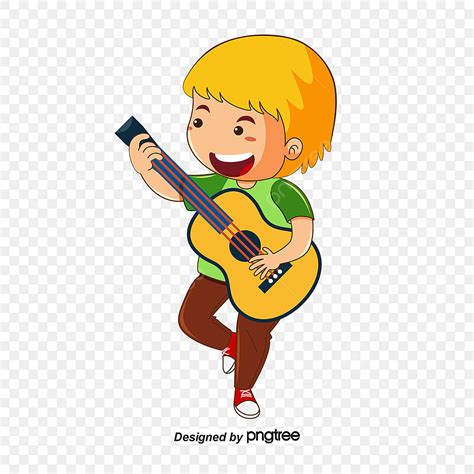 Kid Play Guitar Vector PNG Images, Children Playing Guitar, Children ...