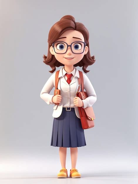 Premium AI Image | Cute school teacher cartoon style 3d character