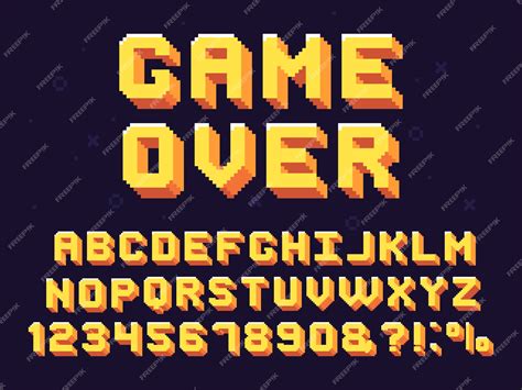 Fonte Do Jogo Pixel Texto De Jogos Retrô Alfabeto De Jogos Dos Anos