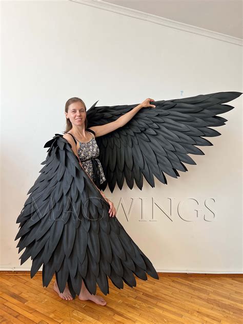 Movable Black Wings Devil Wings Fallen Angel Costume Flexible Wings